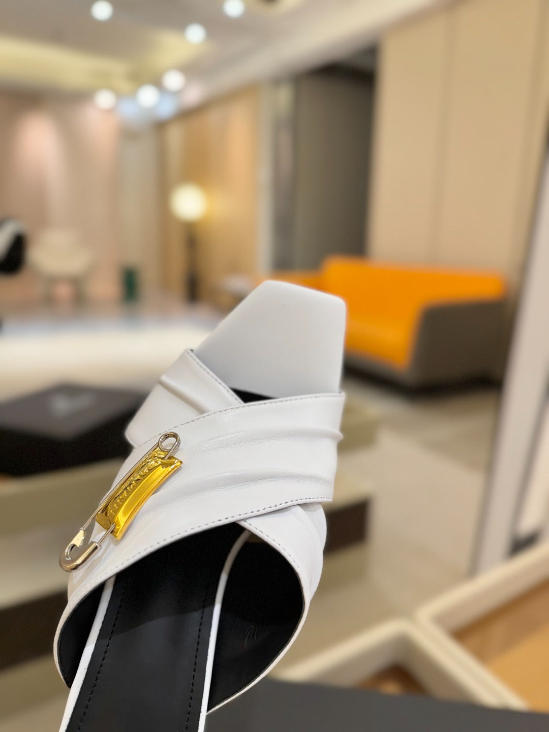 BALMAIN 25S WEDGE HEEL SANDALS 100MM IN WHITE CALFSKIN - 36