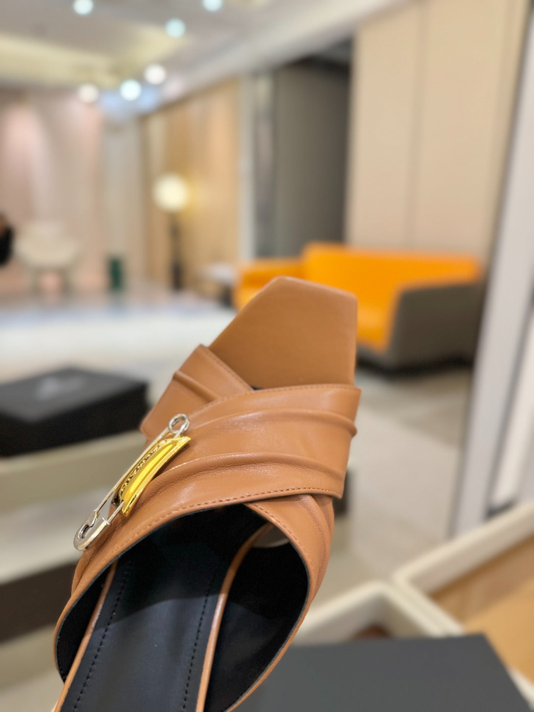 BALMAIN 25S WEDGE HEEL SANDALS 100MM IN BROWN CALFSKIN - 36