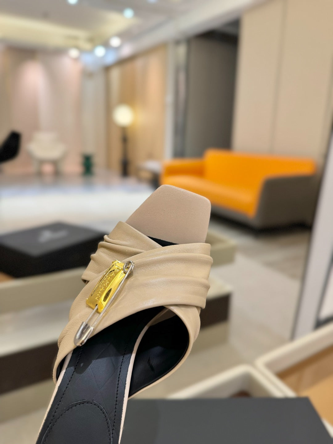 BALMAIN 25S HIGH HEEL SANDALS 95MM IN BEIGE CALFSKIN - 36
