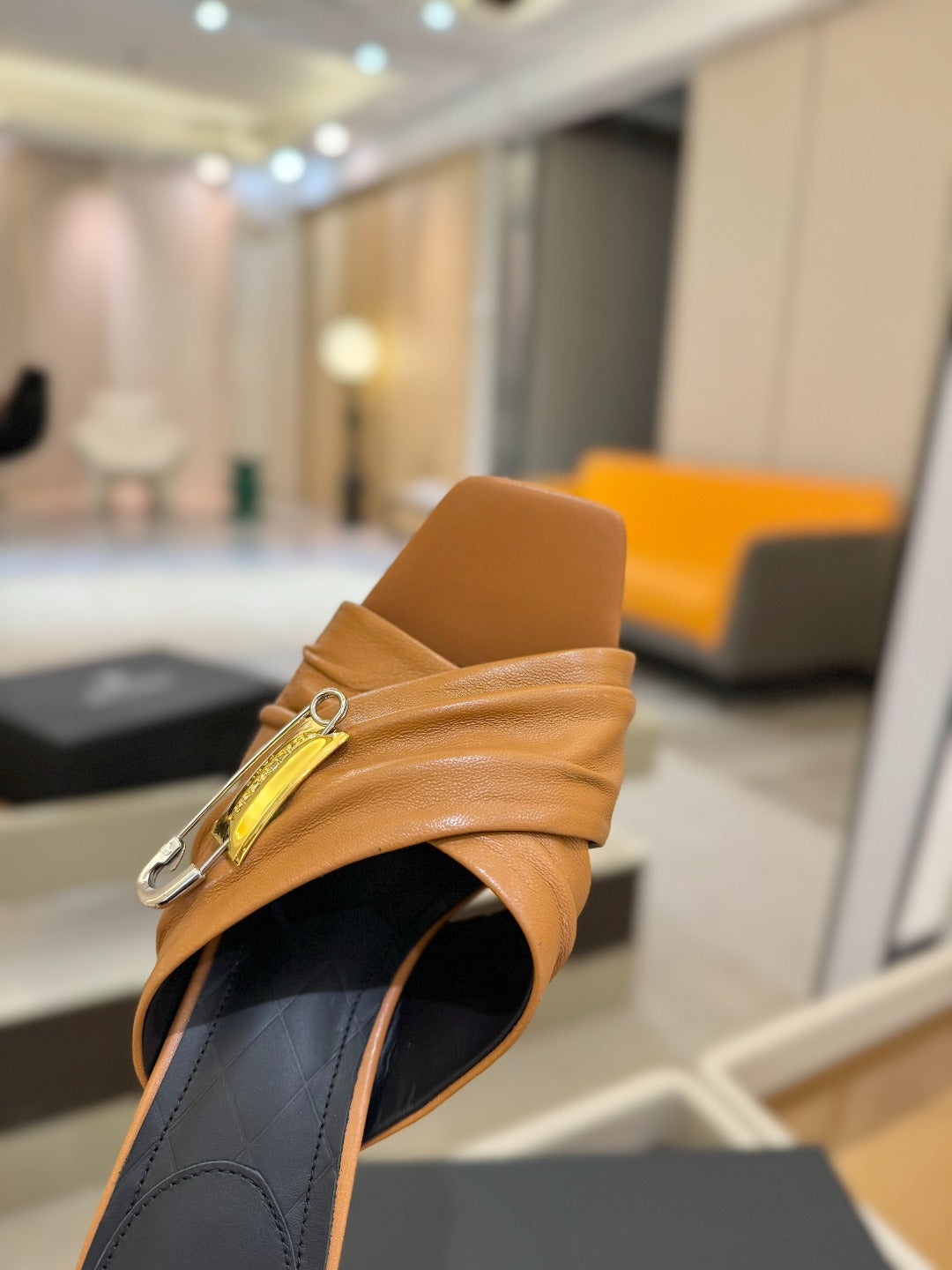 BALMAIN 25S HIGH HEEL SANDALS 95MM IN BROWN CALFSKIN - 36