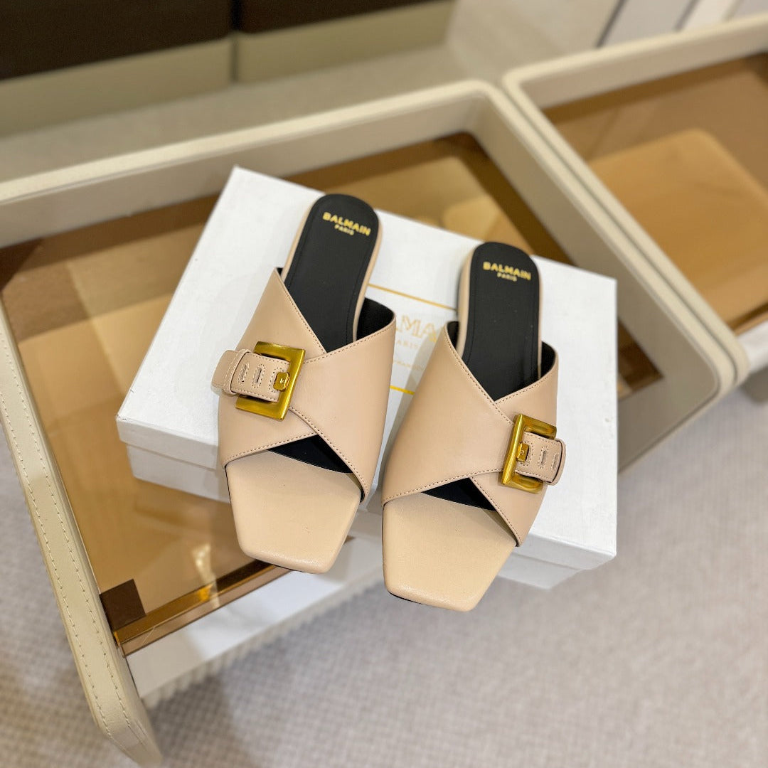 БОСОНІЖКИ BALMAIN 26S З ТЕЛЯЧОЇ ШКІРИ БЕЖЕВОГО КОЛЬОРУ