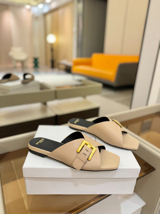 БОСОНІЖКИ BALMAIN 26S З ТЕЛЯЧОЇ ШКІРИ БЕЖЕВОГО КОЛЬОРУ