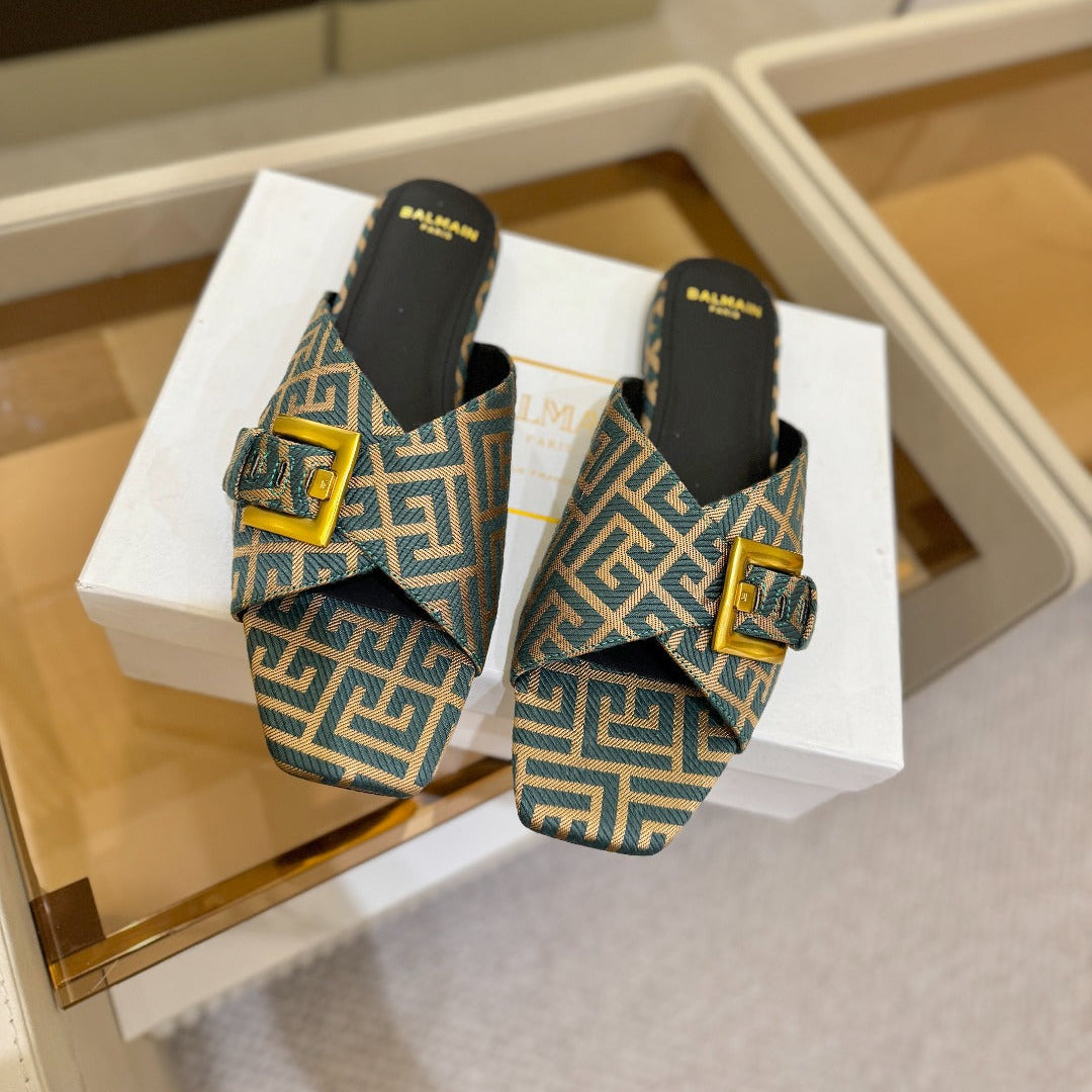 БОСОНІЖКИ BALMAIN 26S З ПОЛОТНА СВІТЛО-КОРИЧНЕВОГО ТА СИНЬО-СІРОГО КОЛЬОРУ