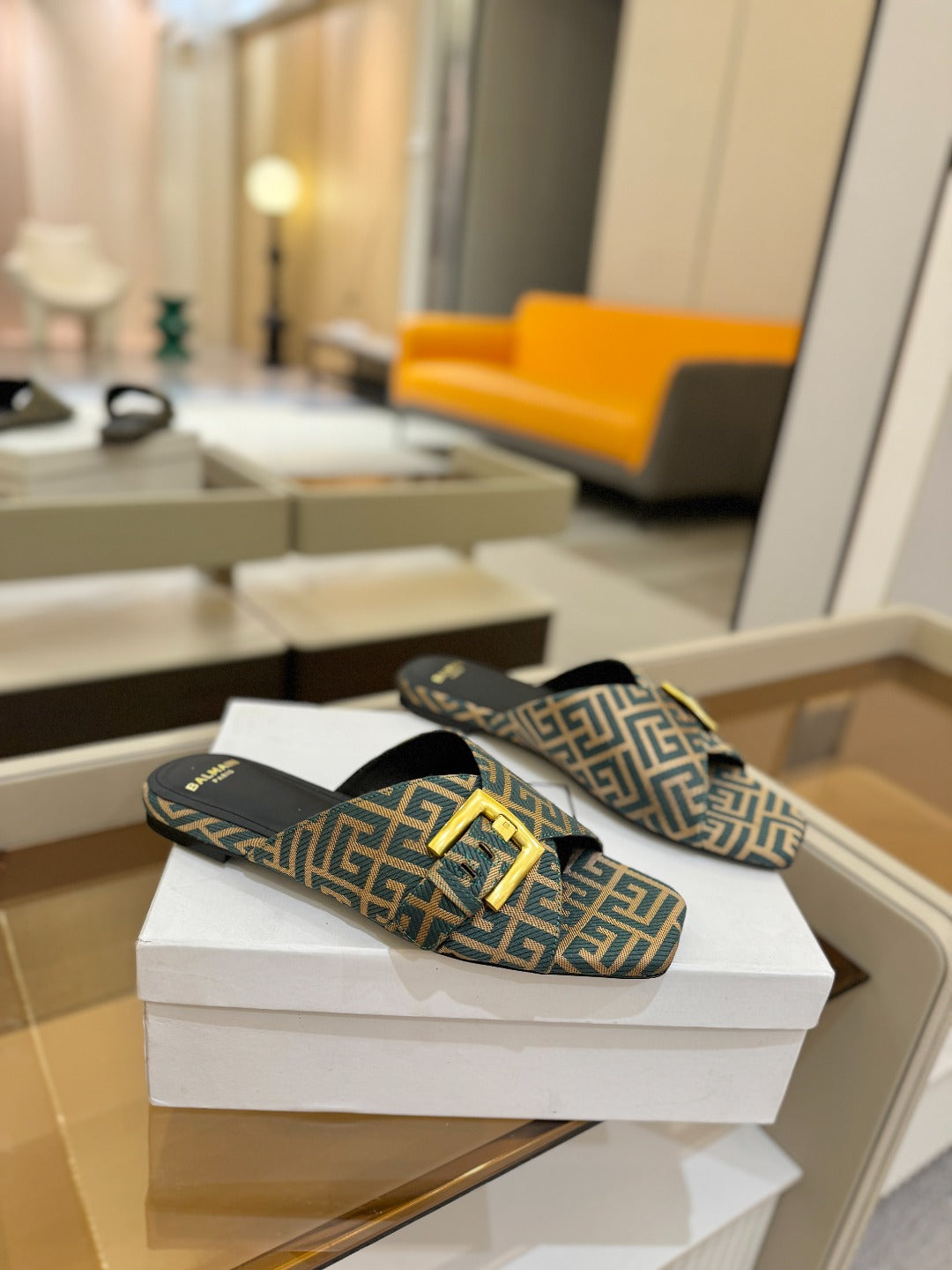 БОСОНІЖКИ BALMAIN 26S З ПОЛОТНА СВІТЛО-КОРИЧНЕВОГО ТА СИНЬО-СІРОГО КОЛЬОРУ