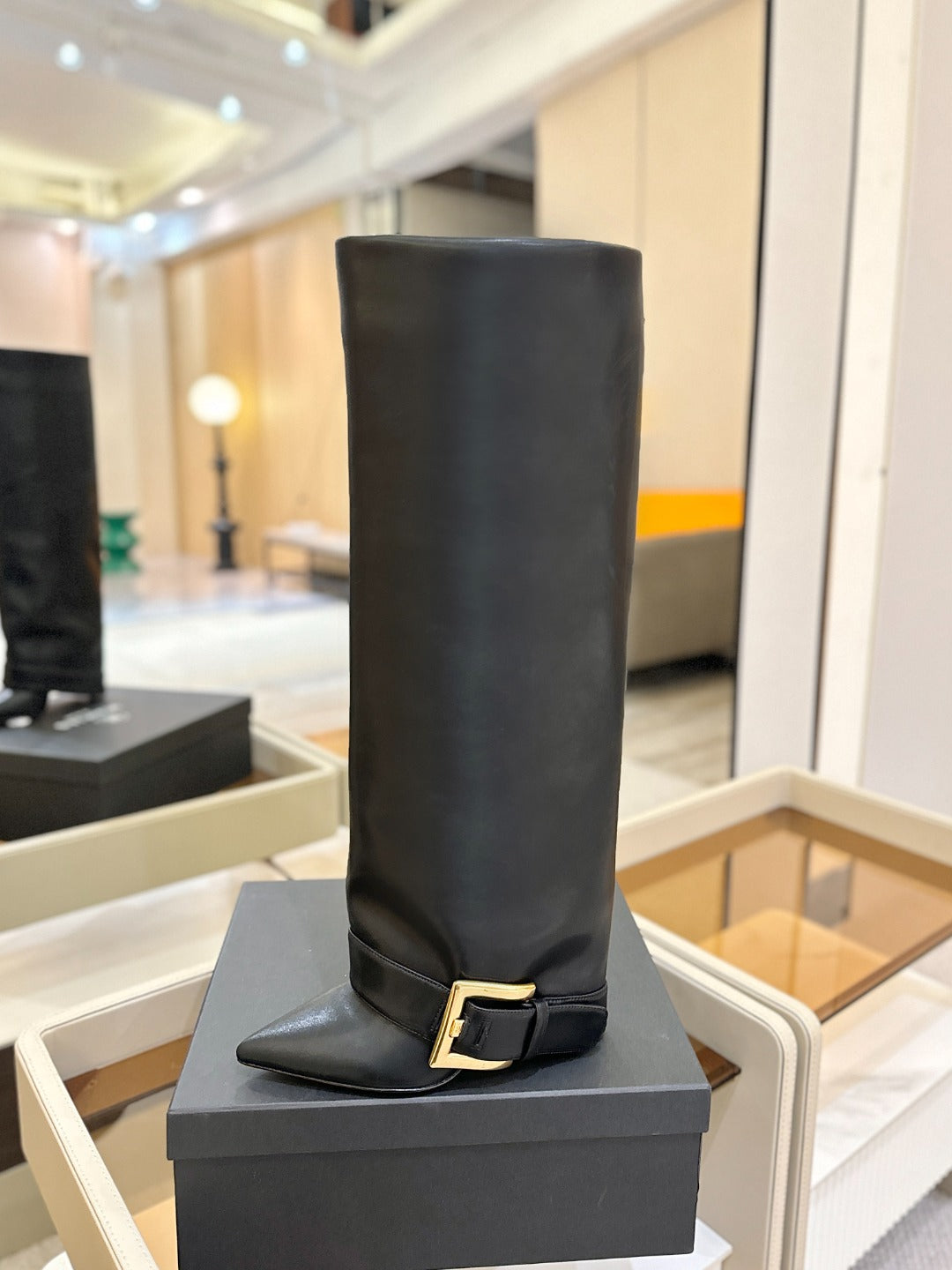 Чоботи BALMAIN 26S KNEE-HIGH 100 ММ З ЧОРНОЇ ТЕЛЯЧОЇ ШКІРИ
