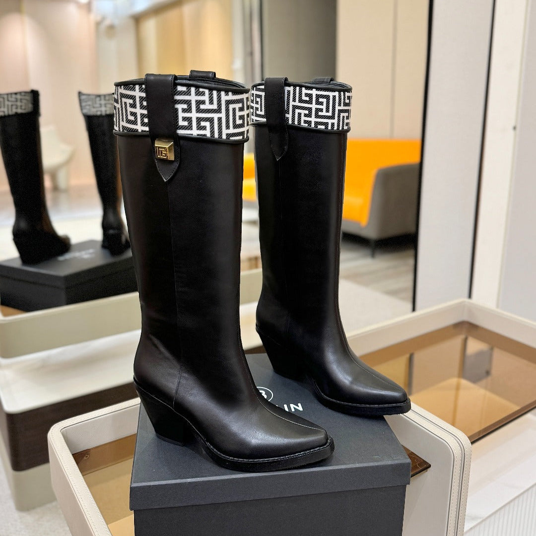 ВИСОКІ ЧОБОТИ BALMAIN 26S 65 ММ З ЧОРНОЇ ТЕЛЯЧОЇ ШКІРИ