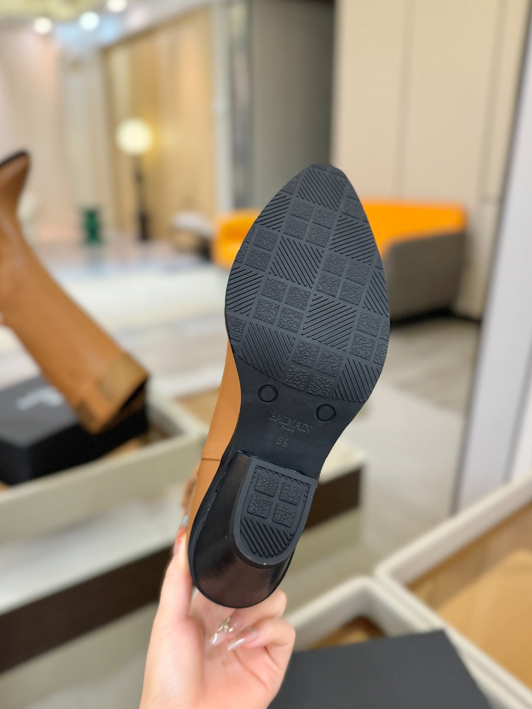 ВИСОКІ ЧОБОТИ BALMAIN 26S 65 ММ З КОРИЧНЕВОЇ ТЕЛЯЧОЇ ШКІРИ