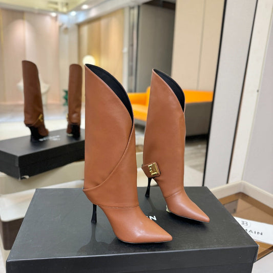 ЧОБОТИ BALMAIN 26S 95 ММ З КОРИЧНЕВОЇ ТЕЛЯЧОЇ ШКІРИ