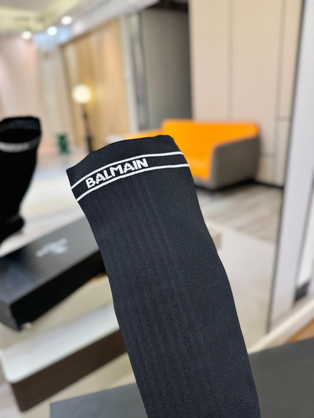 BALMAIN 26S ВИСОКІ ЧЕРЕВИКИ 75 ММ ЧОРНИЙ FLYKNIT СТИЛЬ 1