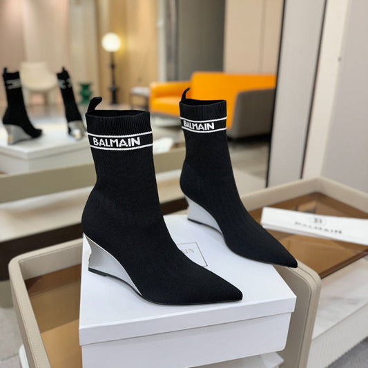 ЧЕРЕВИКИ BALMAIN 26S 75 ММ З ЧОРНОГО МАТЕРІАЛУ FLYKNIT, МОДЕЛЬ 1