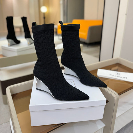 ЧЕРЕВИКИ BALMAIN 26S 75 ММ З ЧОРНОГО МАТЕРІАЛУ FLYKNIT