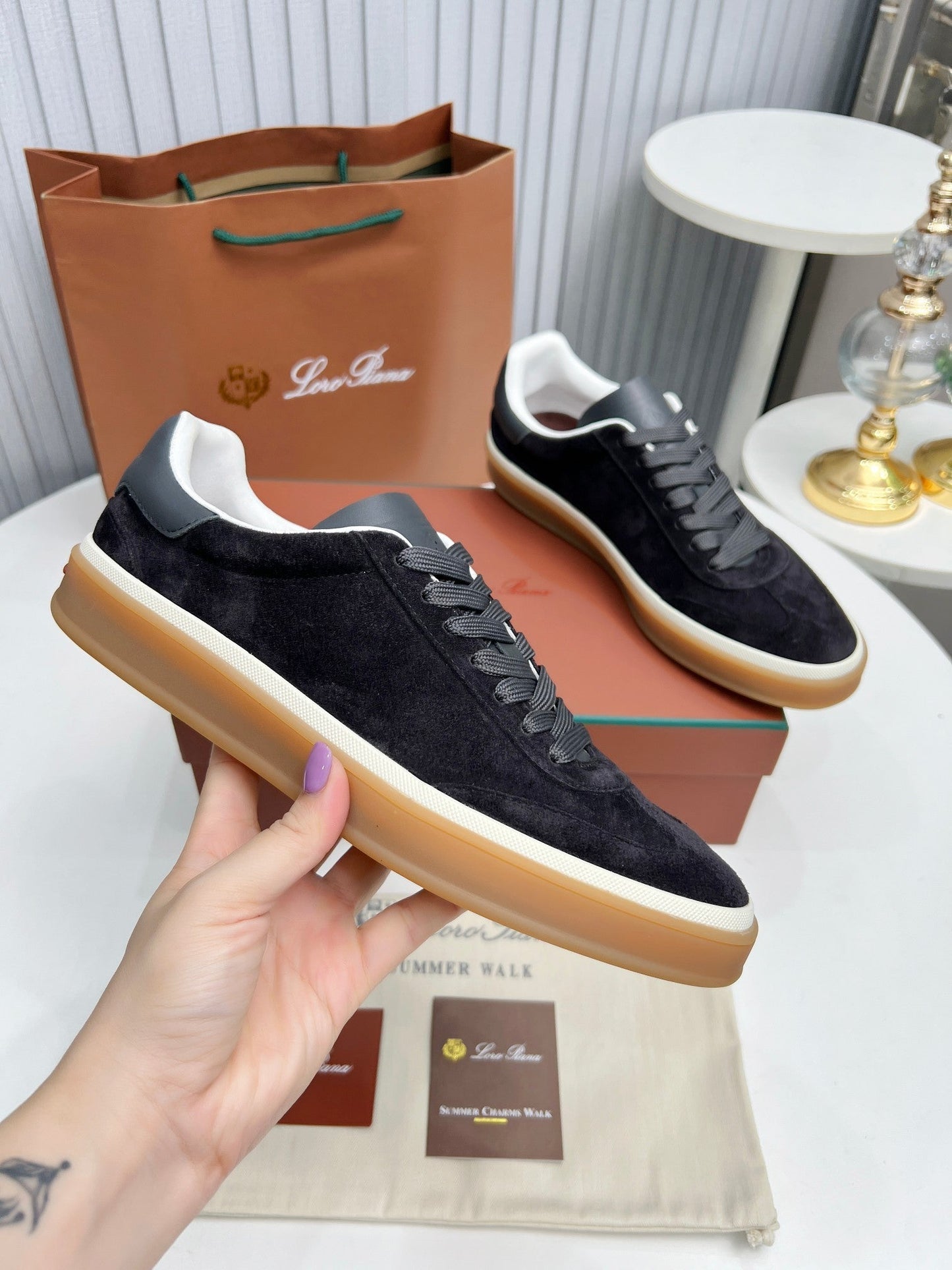LP TENNIS WALK SNEAKERS CHARCOAL SUEDE - 35