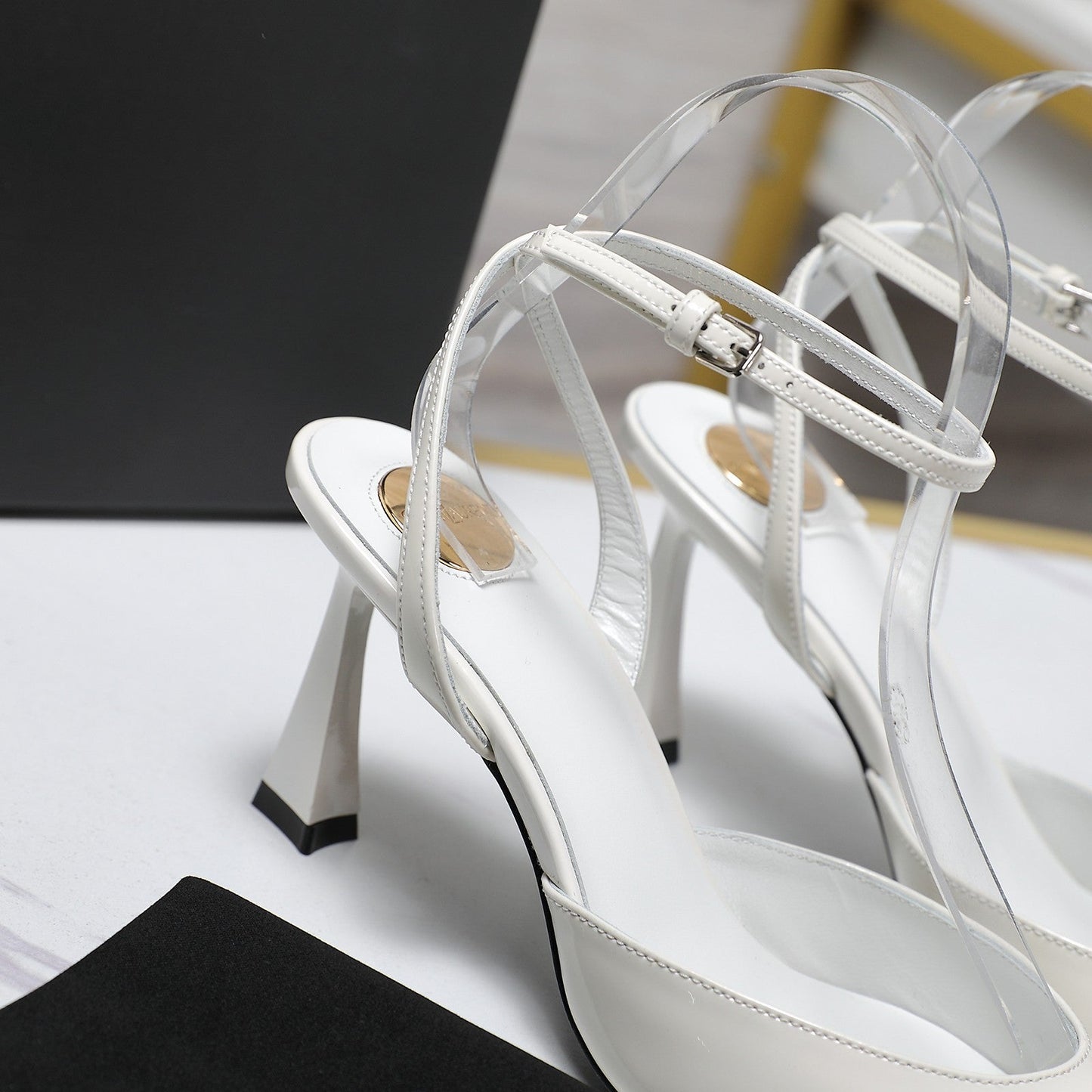 AIMÉE SLINGBACK PUMPS IN WHITE GLOSSY LAMBSKIN - 35