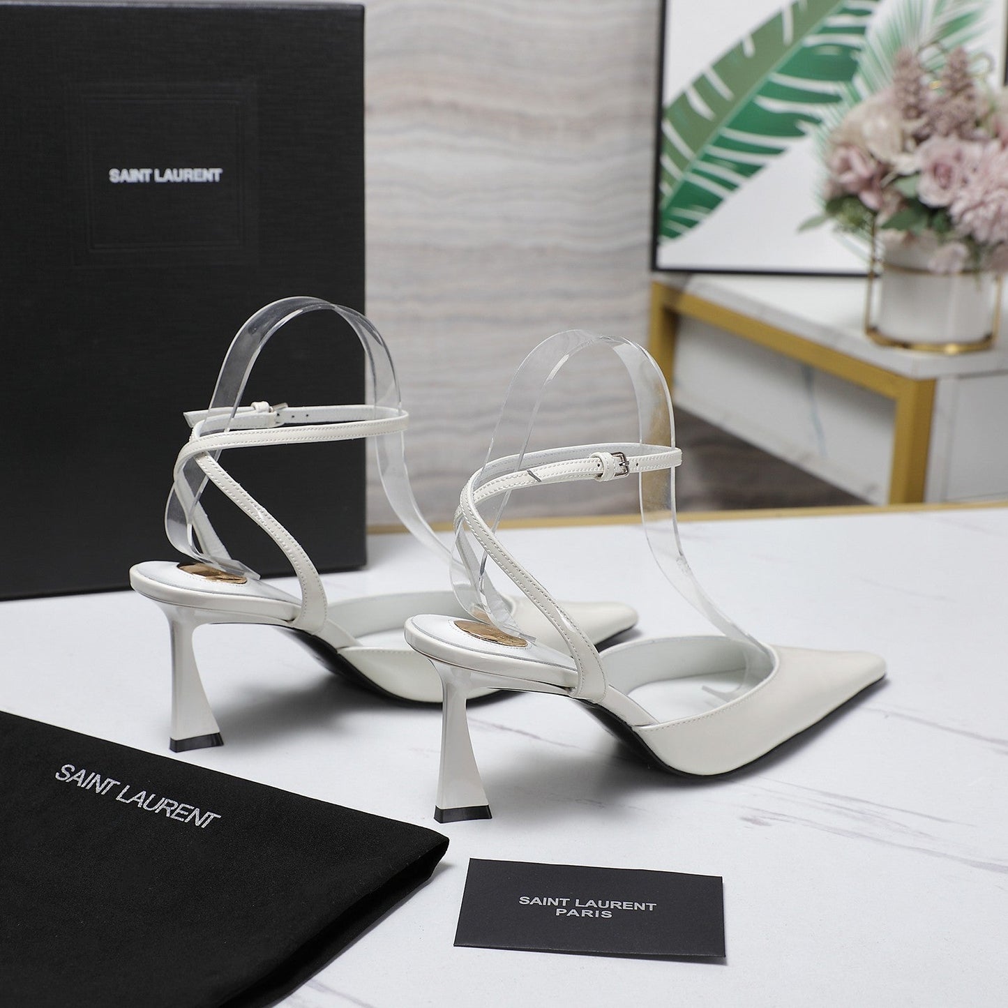 AIMÉE SLINGBACK PUMPS IN WHITE GLOSSY LAMBSKIN - 35