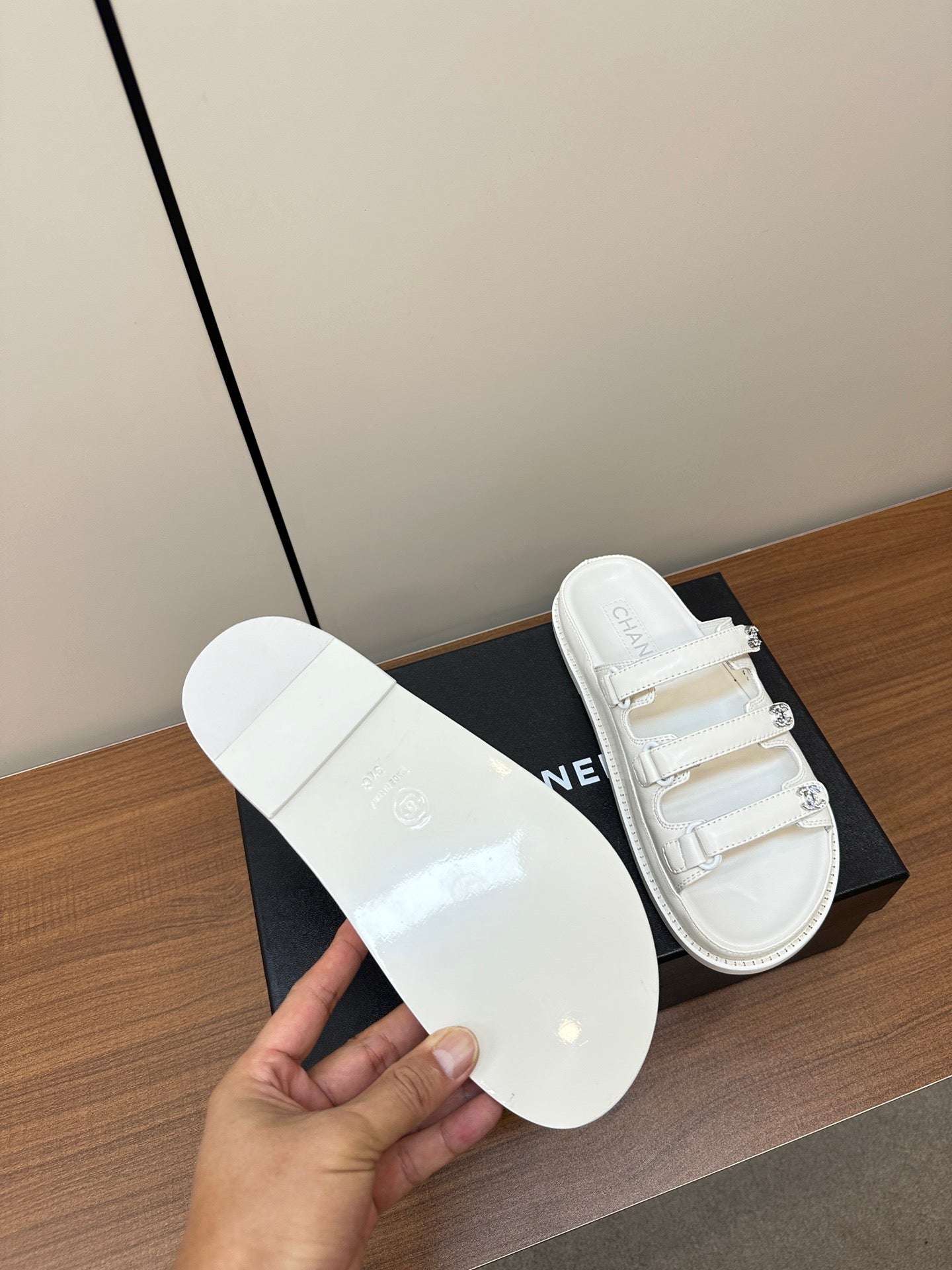 dad sandals white 3 rows lambskin mules - 35