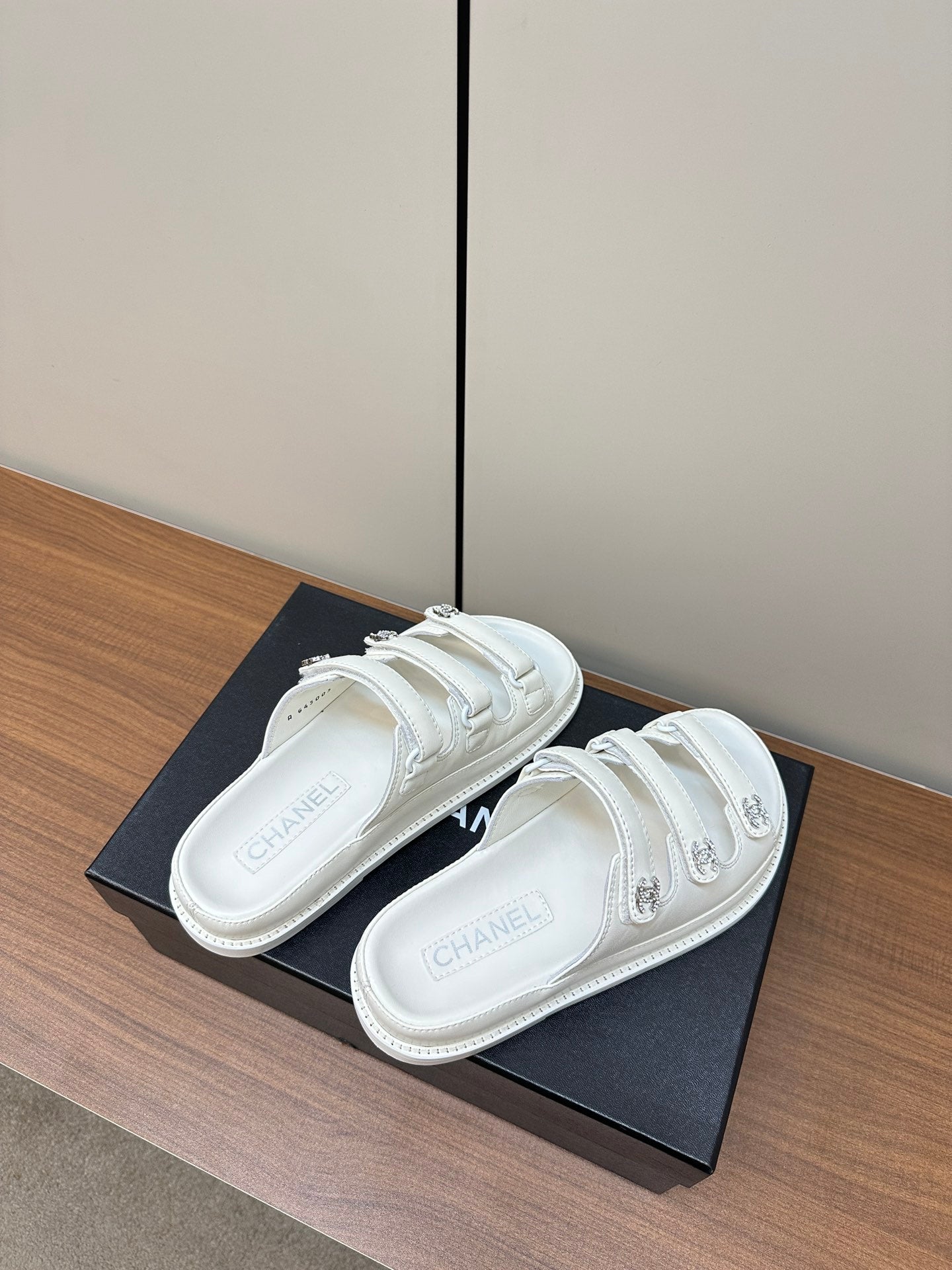dad sandals white 3 rows lambskin mules - 35