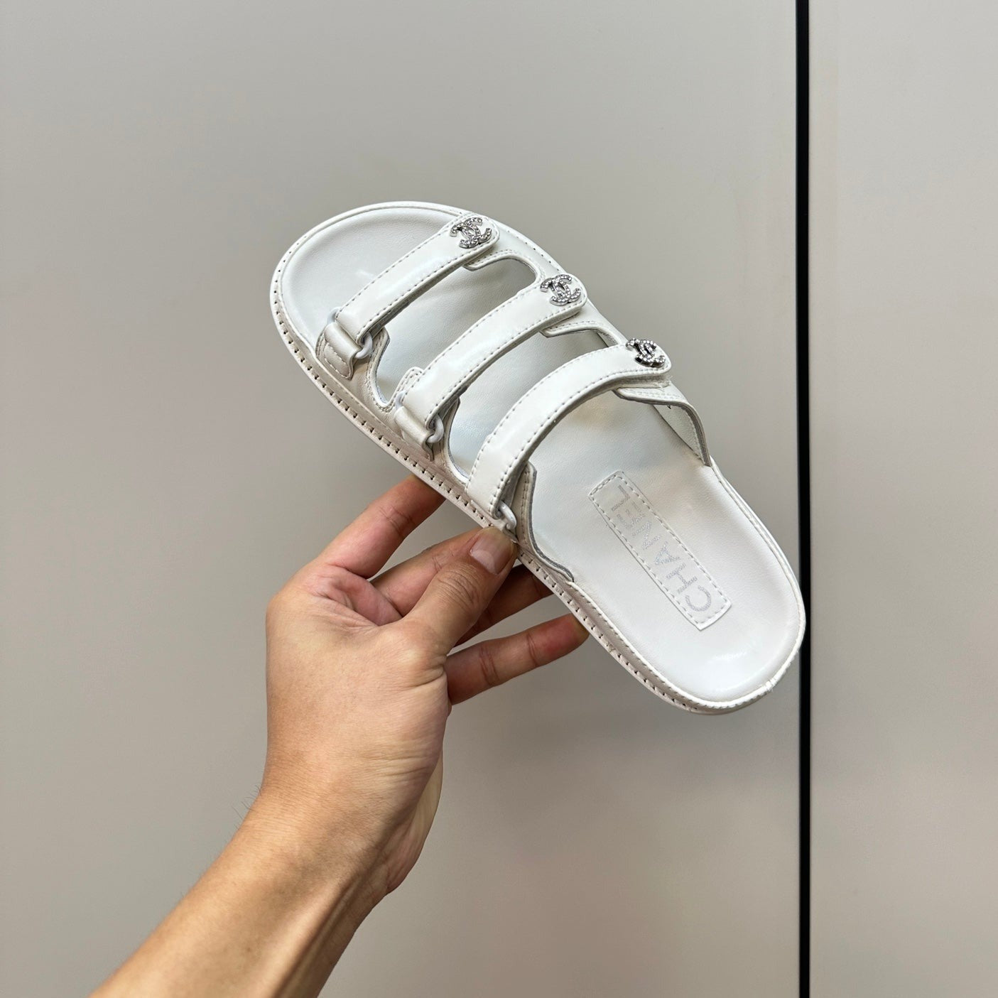 dad sandals white 3 rows lambskin mules - 35