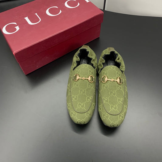 ЛОФЕРИ GUCCI 26S З ПОЛОТНА КОЛЬОРУ МОВХУ