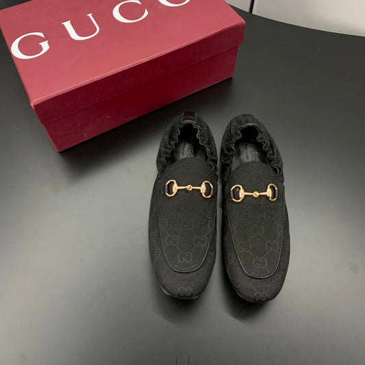 ЛОФЕРИ GUCCI 26S З ЧОРНОГО КАНВАСУ