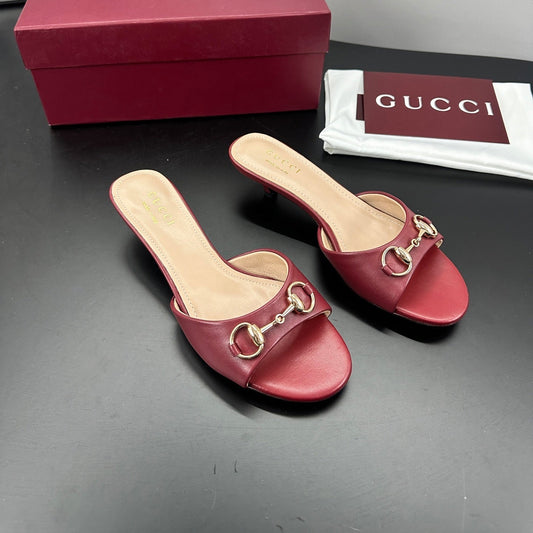 БОСОНІЖКИ GUCCI 26S НА ВИСОКИХ ПІДБОРАХ 50 ММ З ЧЕРВОНОЇ ТЕЛЯЧОЇ ШКІРИ