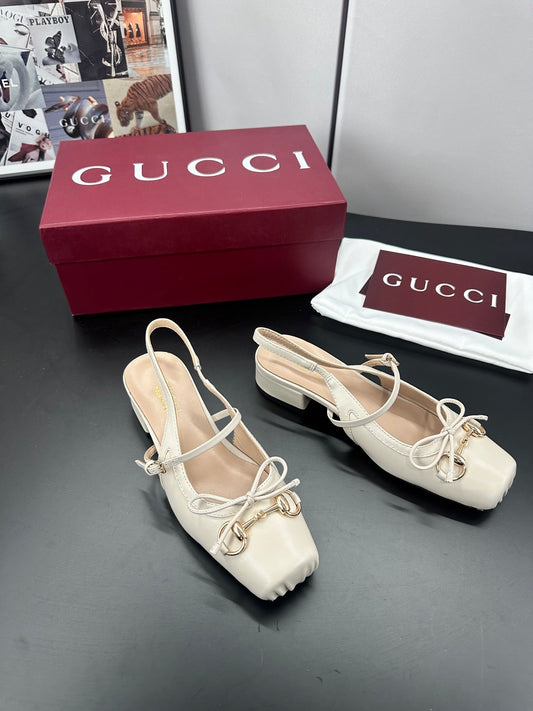 GUCCI 26S СЛІНГБЕКИ 25 ММ З ТЕЛЯЧОЇ ШКІРИ КРЕМОВО-БІЛОГО КОЛЬОРУ