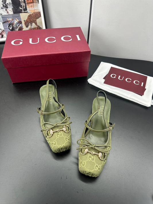 GUCCI 26S СЛІНГБЕКИ 25 ММ З ПОЛОТНА КОЛЬОРУ МХУ