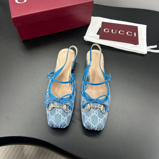 GUCCI 26S СЛІНГБЕКИ 25 ММ З СИНЬОГО ДЕНІМУ