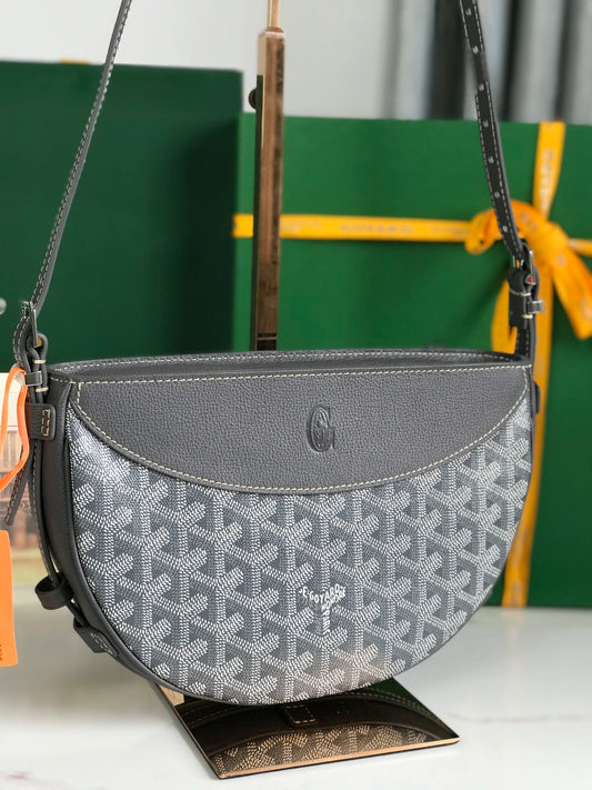 СУМКА HIRONDELLE 25 ІЗ СІРОЇ ОВЕЧОЇ ШКІРИ ТА ПОЛОТНА GOYARDINE