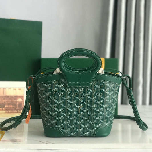 GOYA 26S СУМКА BELUGA MINI 23 ММ З КАНВИ GOYARDINE ГЛИБОКОГО СИНЬО-ЗЕЛЕНОГО КОЛЬОРУ ТА ШКІРИ ТЕЛЯТИ