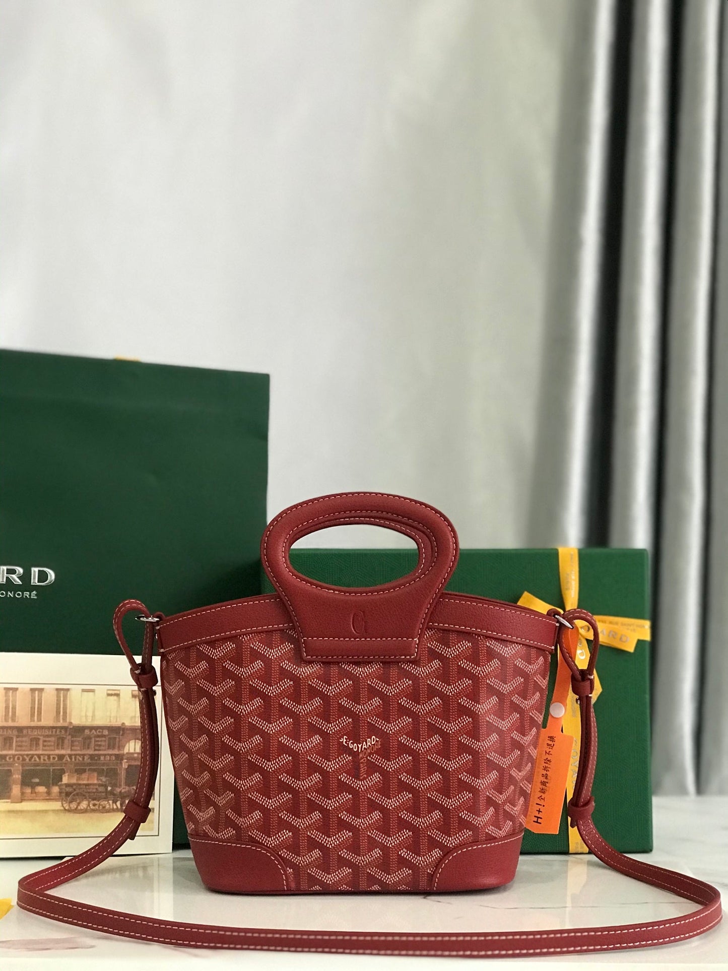 GOYA 26S BELUGA MINI BAG 23MM IN DARK RED GOYARDINE CANVAS AND CALFSKIN