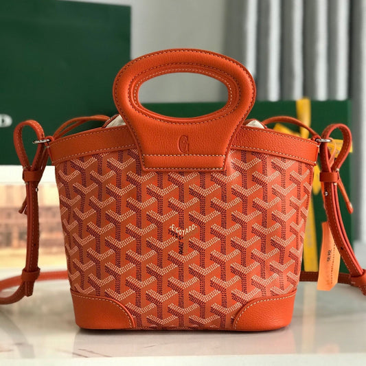 GOYA 26S СУМКА BELUGA MINI 23ММ З КАНВИ GOYARDINE ТА ТЕЛЯЧОЇ ШКІРИ КОЛЬОРУ ЧЕРВОНИЙ АПЕЛЬСИН