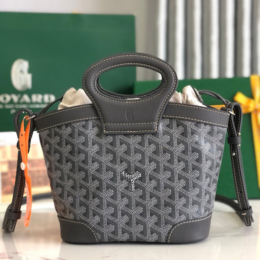 GOYA 26S СУМКА BELUGA MINI 23 ММ З КАНВИ GOYARDINE ТА ТЕЛЯЧОЇ ШКІРИ СІРОГО КОЛЬОРУ