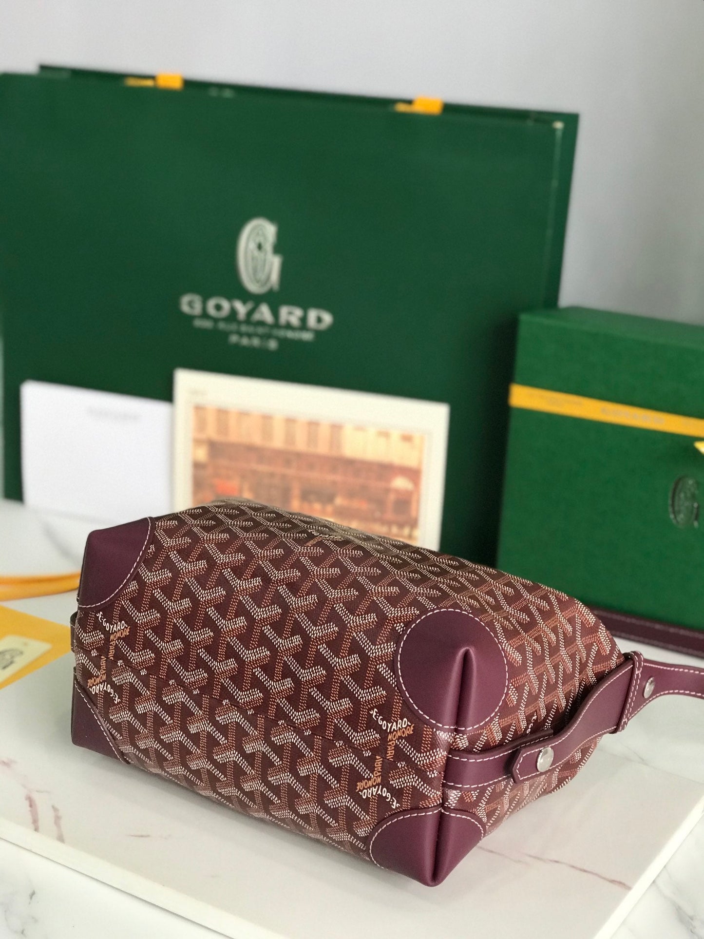 GOYA 26S BOEING 25MM IN BURGUNDY RED GOYARDINE CANVAS AND CALFSKIN