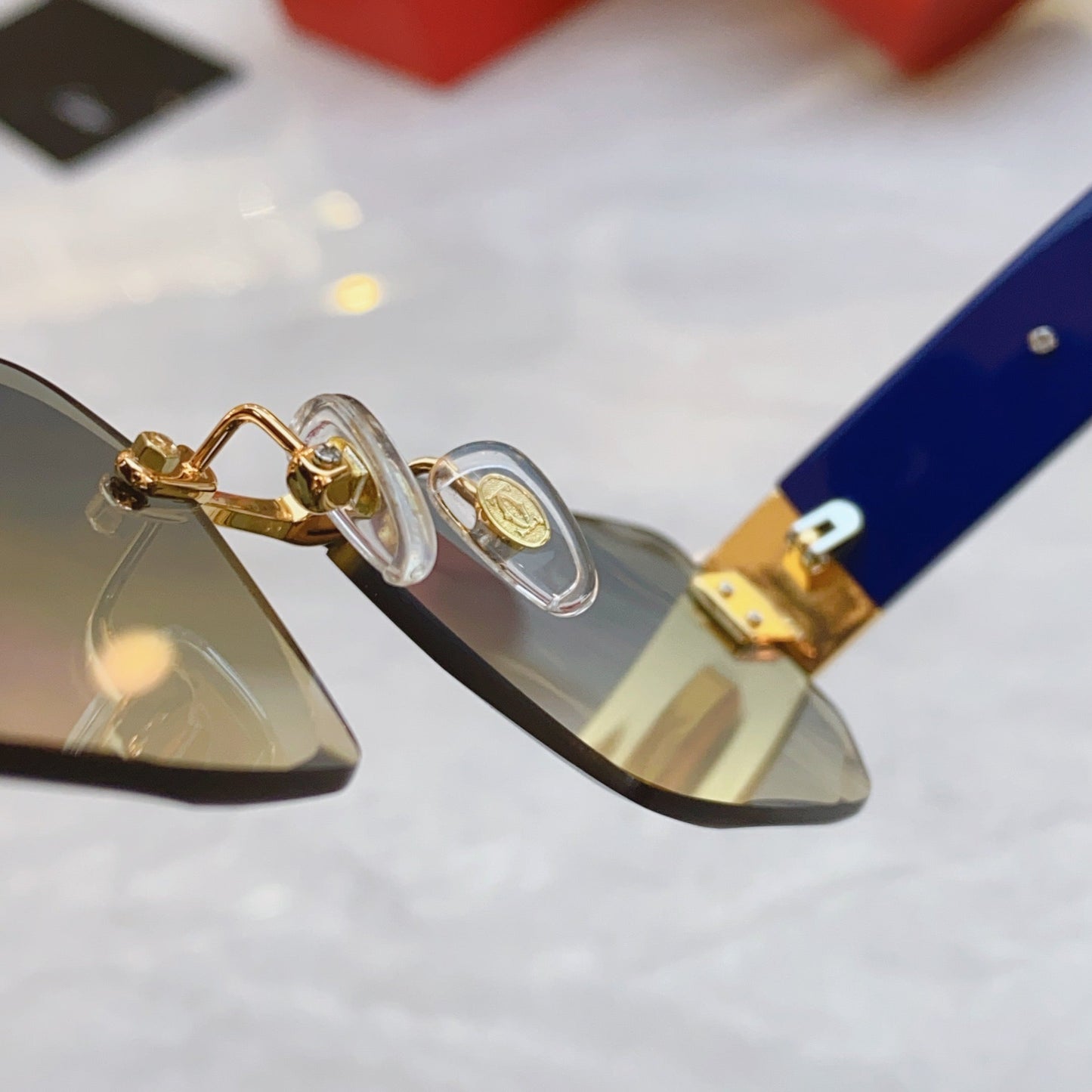 PANTHÈRE GEOMETRIC SUNGLASSES CT0637S IN METAL AND ACETATE - Blue
