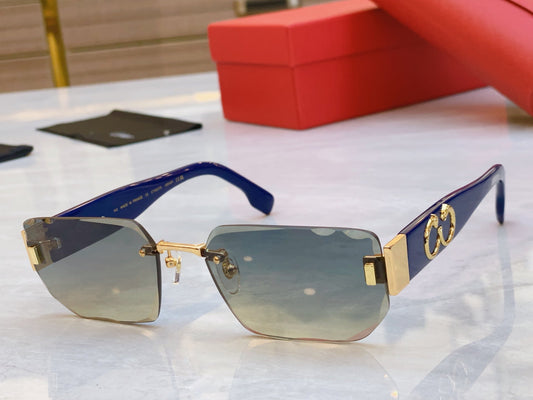 PANTHÈRE GEOMETRIC SUNGLASSES CT0637S IN METAL AND ACETATE - Blue
