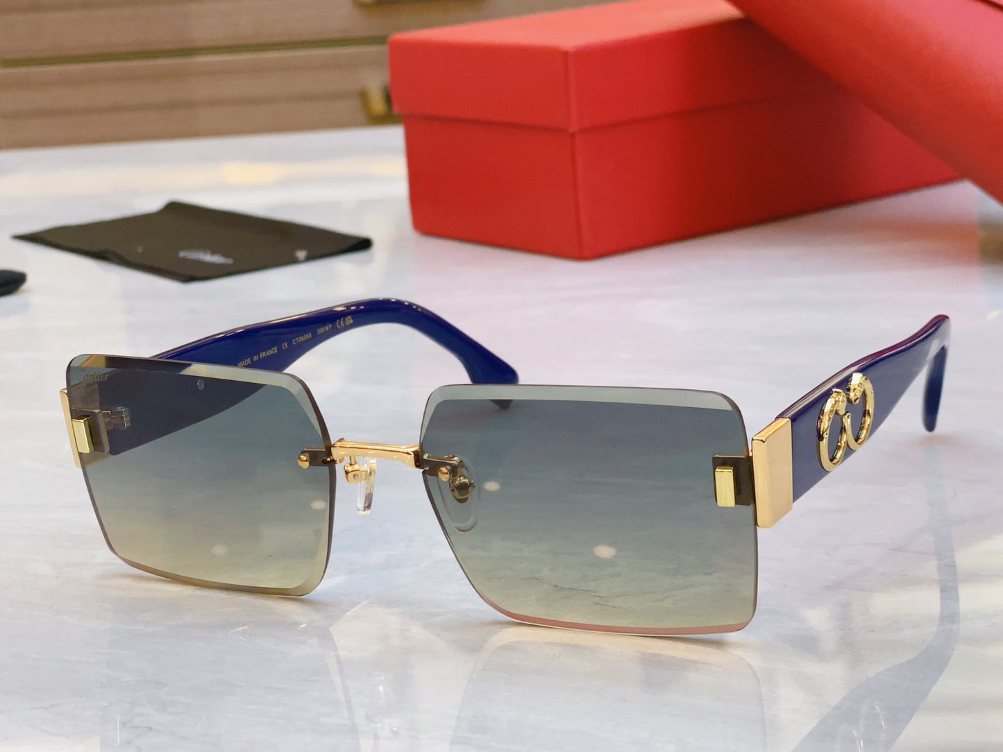 PANTHÈRE GEOMETRIC SUNGLASSES CT00636S IN METAL AND ACETATE - Pink