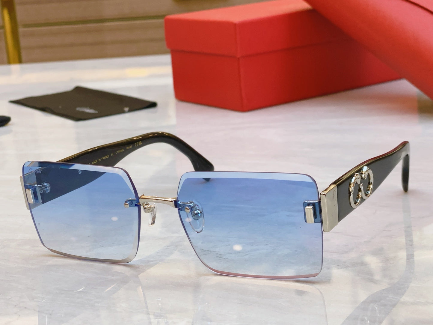 PANTHÈRE GEOMETRIC SUNGLASSES CT00636S IN METAL AND ACETATE - Pink