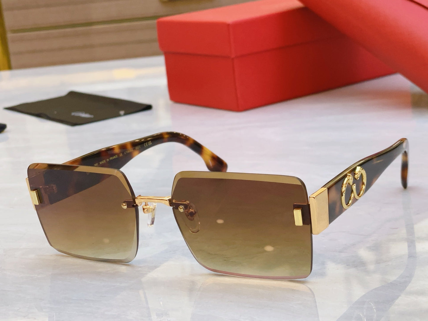 PANTHÈRE GEOMETRIC SUNGLASSES CT00636S IN METAL AND ACETATE - Pink