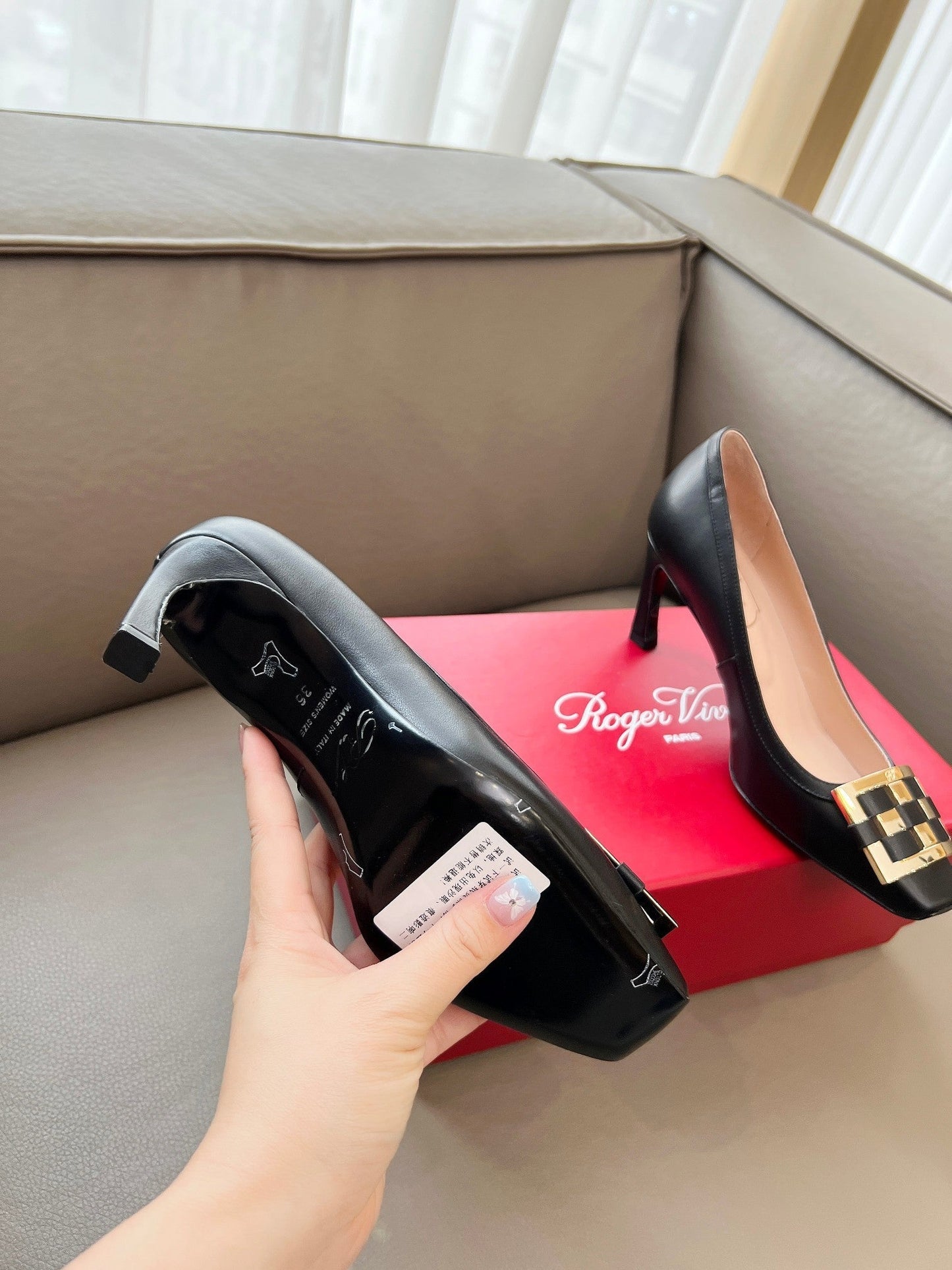 TROMPETTE BALLERINAS PUMPS IN BLACK SHINY CALFSKIN GOLD BUCKLE - 34