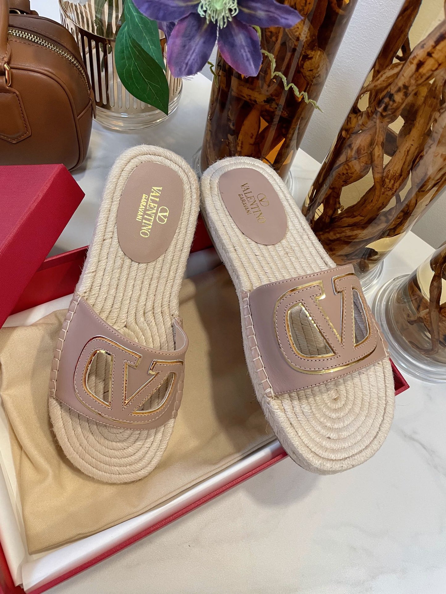 VLOGO CUT-OUT ESPADRILLES IN CREPE PINK CALFSKIN - 35