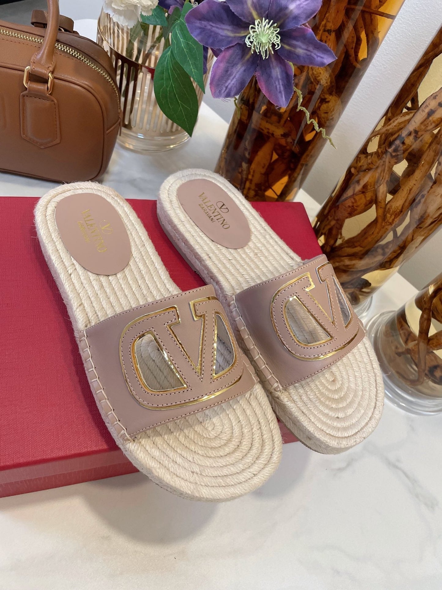 VLOGO CUT-OUT ESPADRILLES IN CREPE PINK CALFSKIN - 35