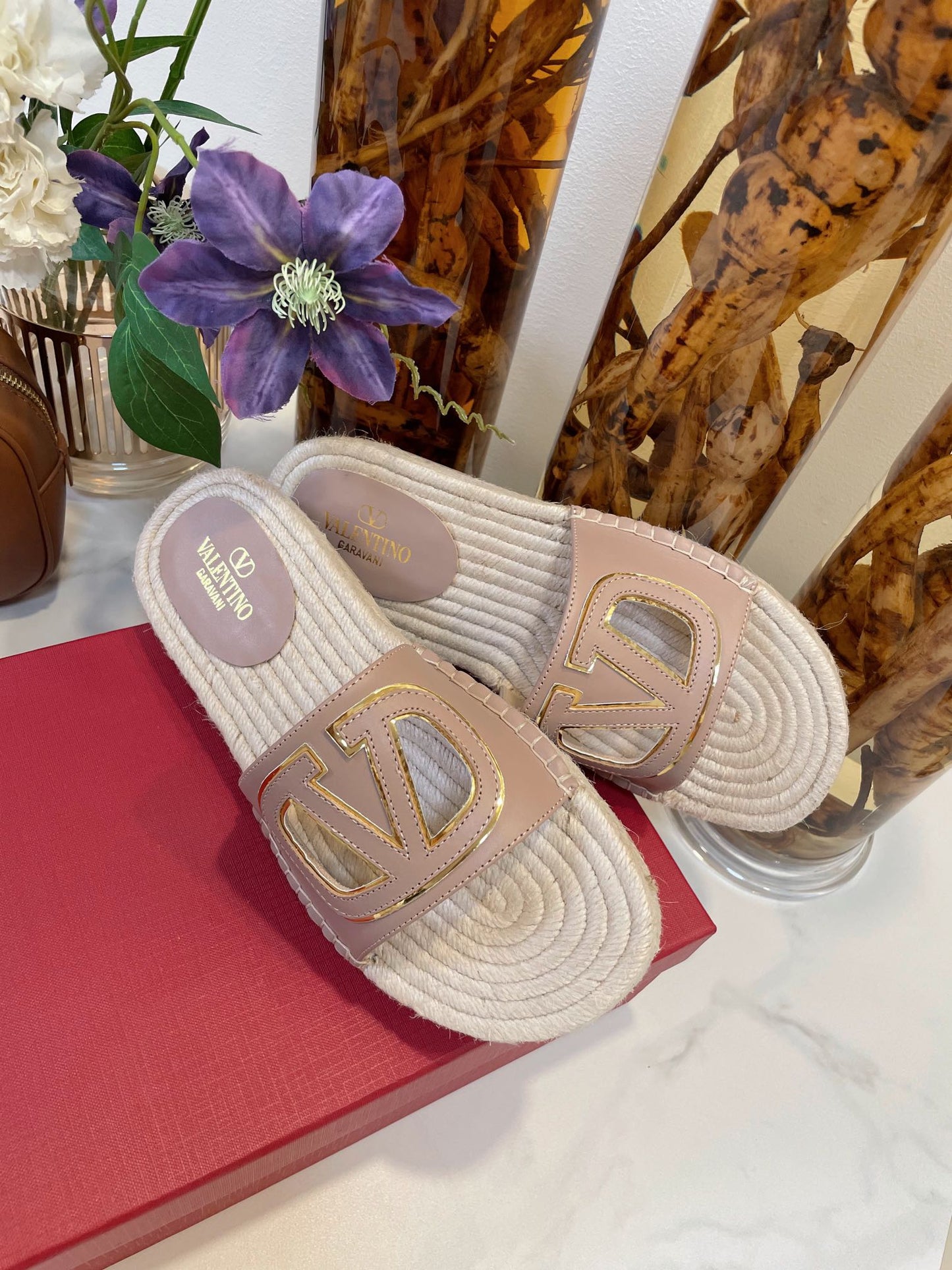VLOGO CUT-OUT ESPADRILLES IN CREPE PINK CALFSKIN - 35