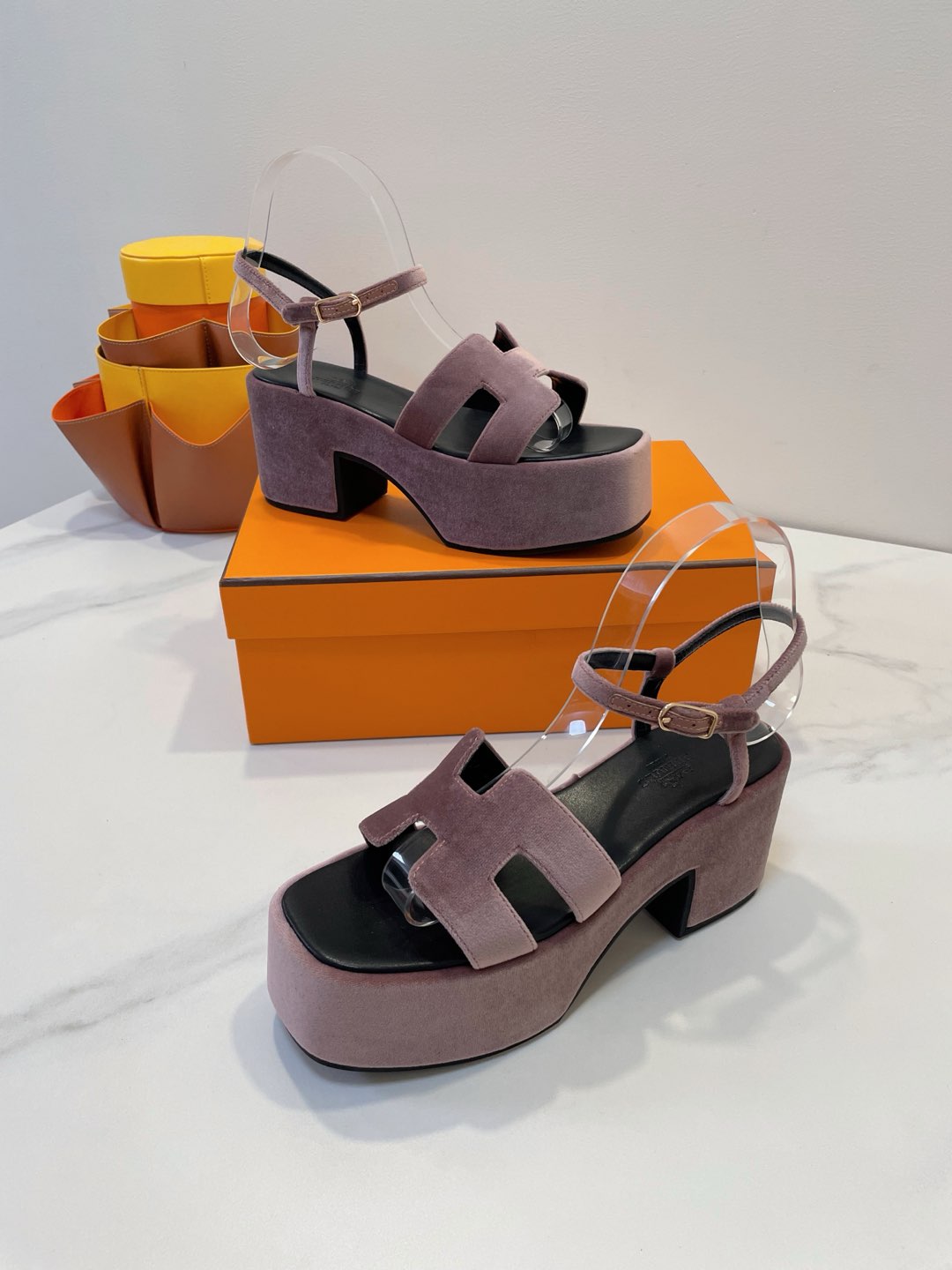 JAM 30 SANDAL IN ROSY BROWN VELVET - 35