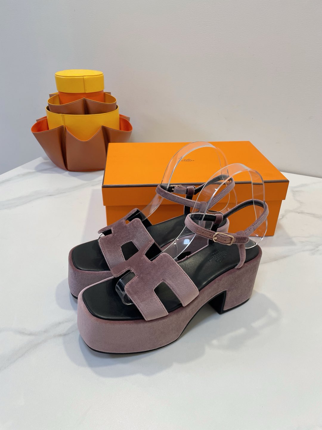 JAM 30 SANDAL IN ROSY BROWN VELVET - 35