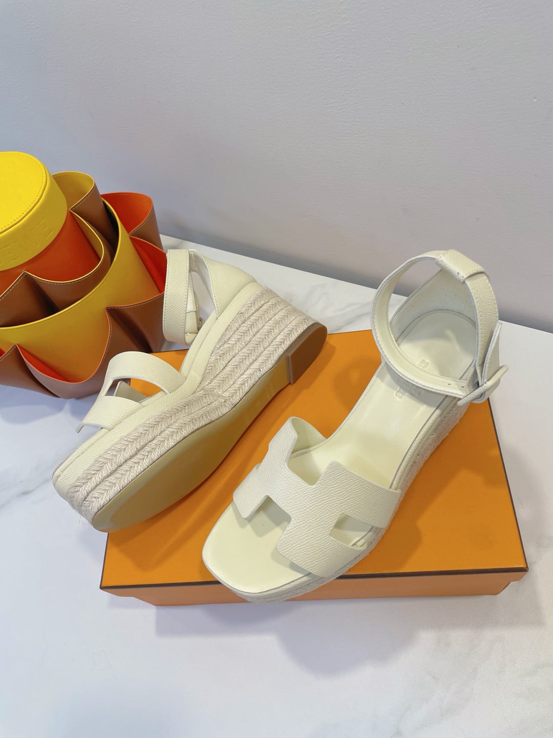 ELDA ESPADRILLE IN WHITE CREAM EPSOM CALFSKIN - 35