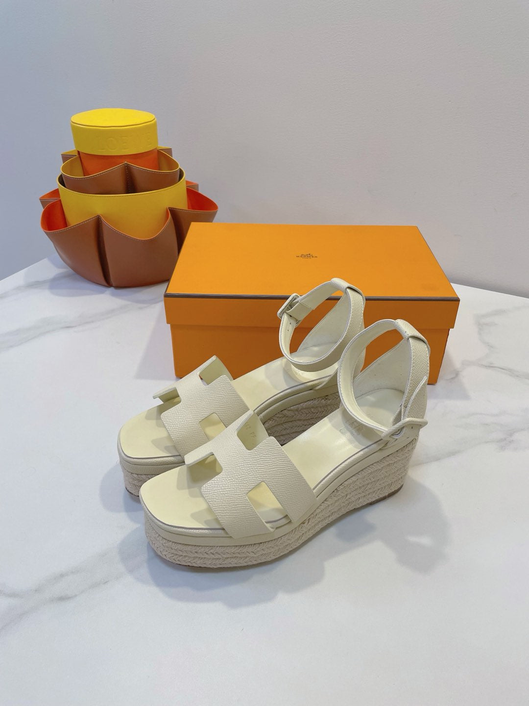 ELDA ESPADRILLE IN WHITE CREAM EPSOM CALFSKIN - 35