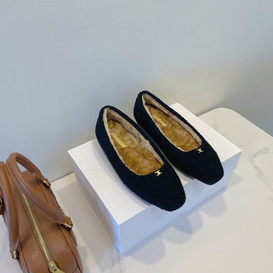 ЖІНОЧІ БАЛЕТКИ CELINE 26S З ЧОРНОЇ ВОВНИ