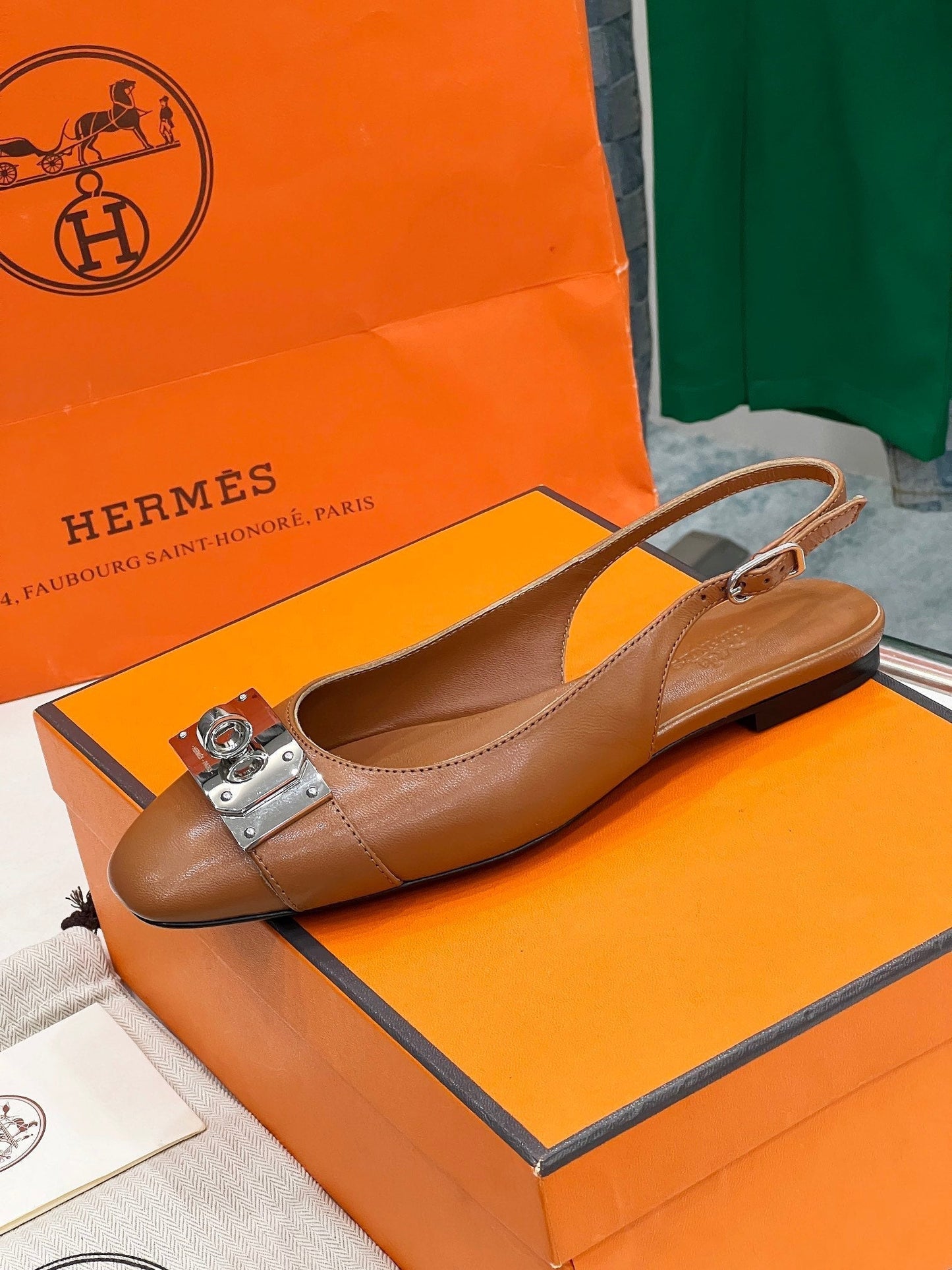 INNOCENTE SLINGBACK CARAMEL CALFSKIN - 35