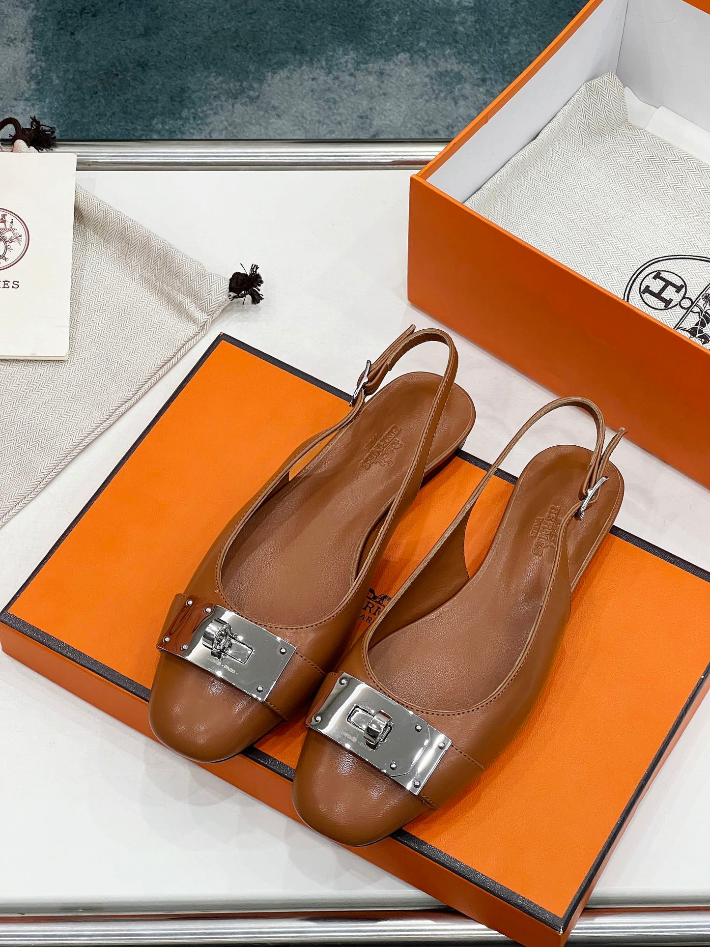 INNOCENTE SLINGBACK CARAMEL CALFSKIN - 35