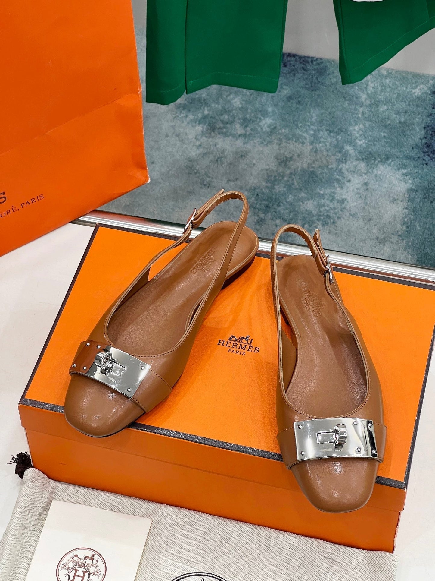 INNOCENTE SLINGBACK CARAMEL CALFSKIN - 35